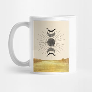 Abstract landscape, sun and moon phases Mug